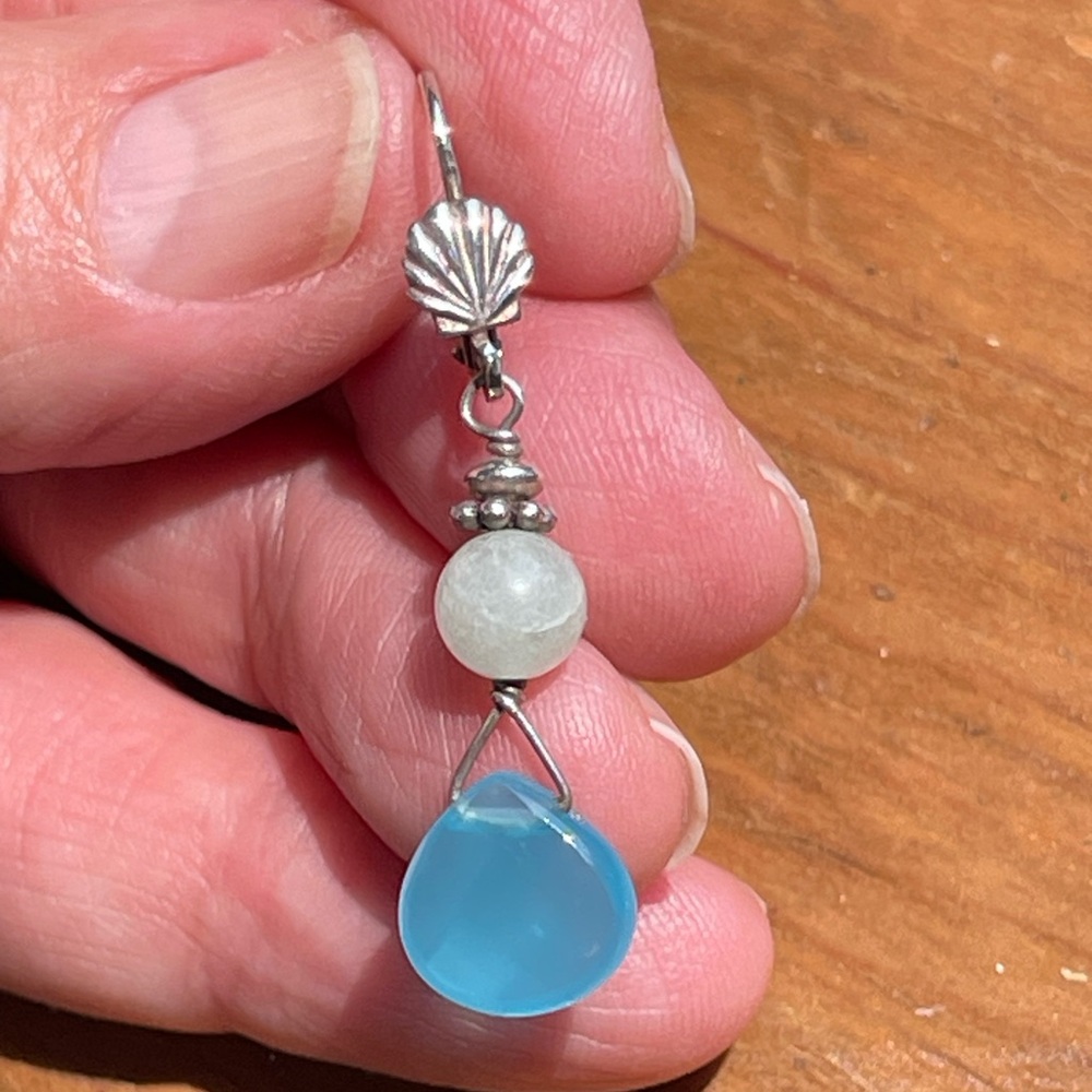 Sterling silver 925 glass beaded earrings lever back style